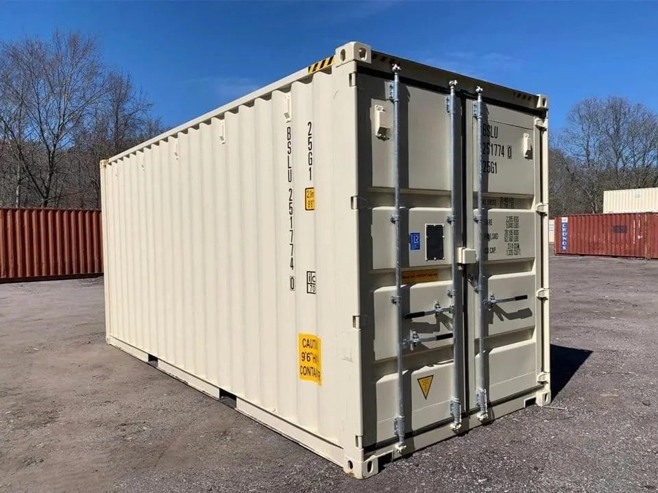 20′ x 8′ x 9.5′ Tall– New High Cube Shipping/Storage Container – Wind and Watertight – Beige