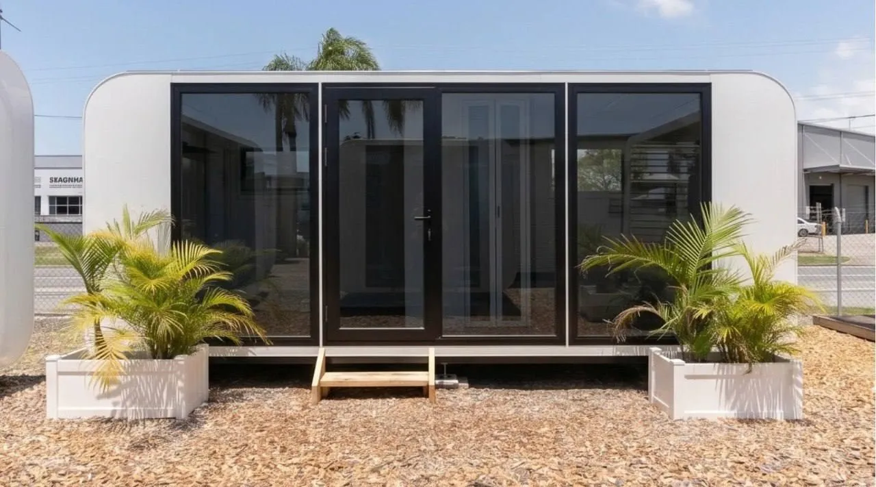 6m office pod with bathroom & bedroom