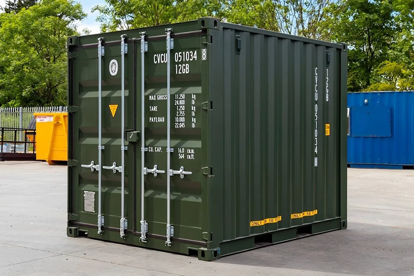 Heavy-Duty 10ft x 8ft One-Trip Green Steel Shipping Container