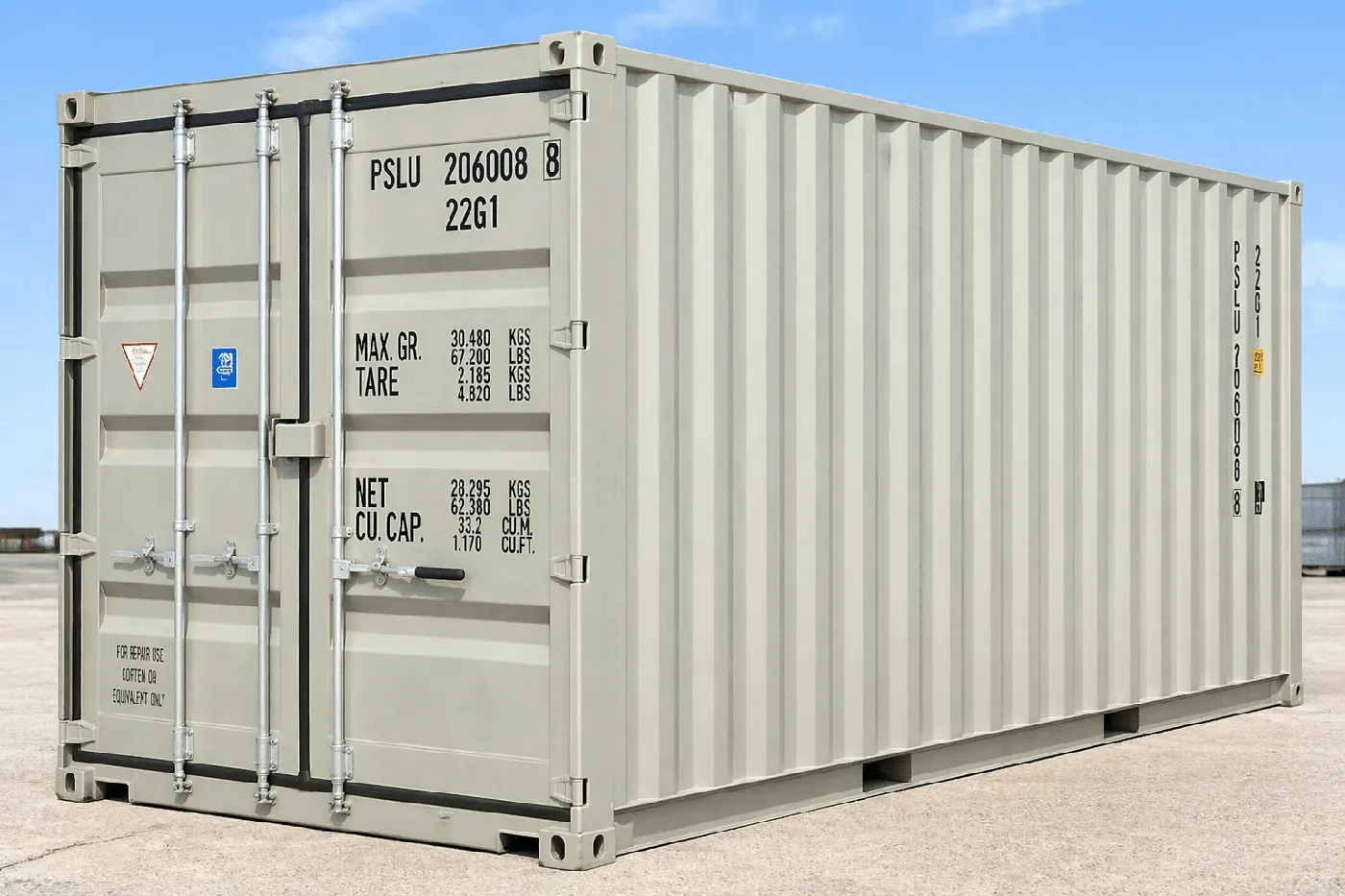 20ft White Shipping Container – New One Trip ISO Certified